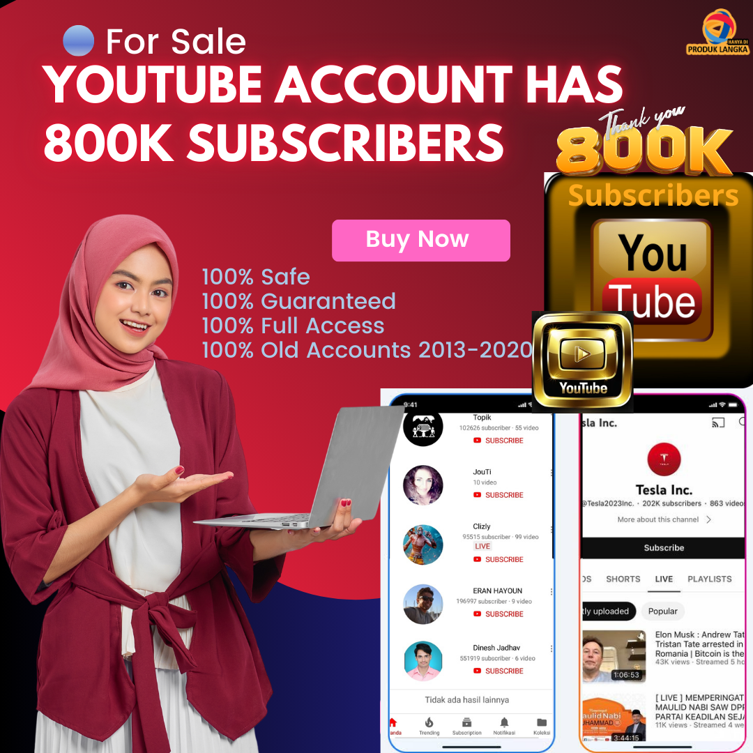 Jual Akun Youtube Mewah Memiliki 800k Subscribe